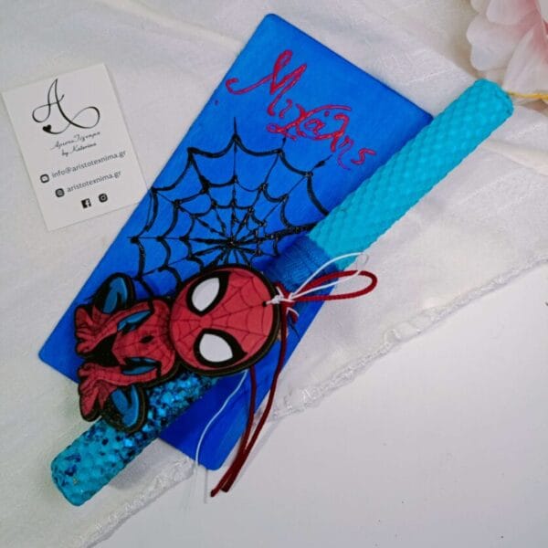 Χειροποίητη Πασχαλινή Λαμπάδα Spider-Man – Ζωγραφισμένη στο Χέρι